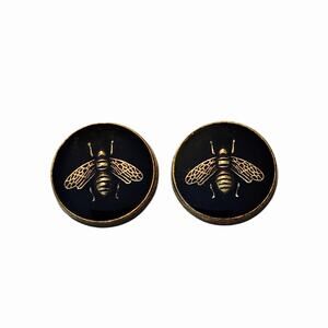 Vintage Gucci Bee Repurposed Button Cufflinks in Black